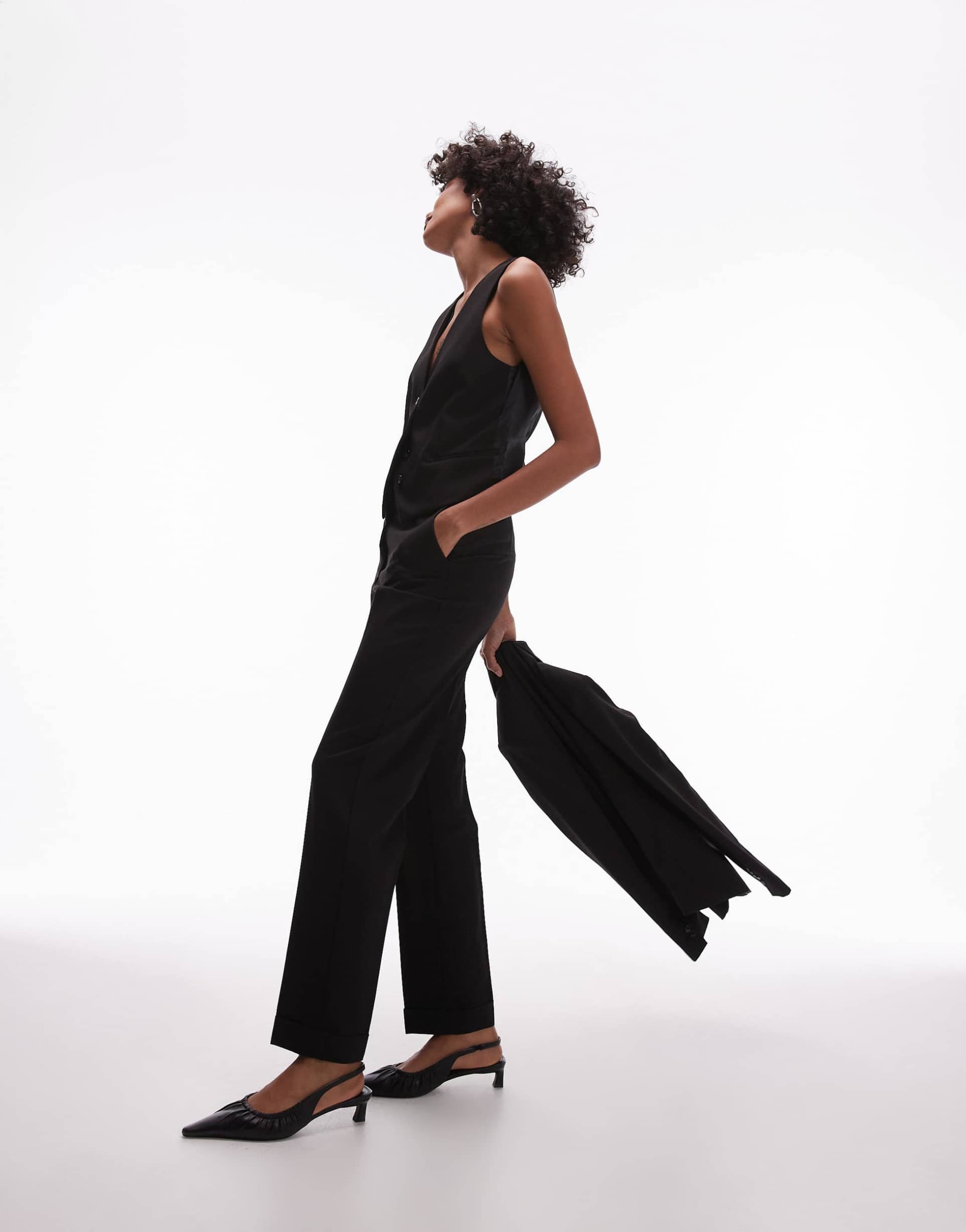 mango suit slim pants in black - part of a set