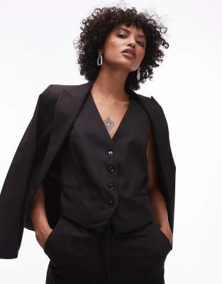 Mango Suit Vest In Navy - Part Of A 3-piece Set-black