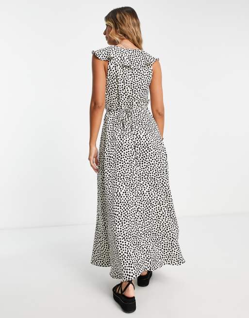 Mango – Sukienka maxi z falbanką we wzór w groszki, 2 z 4
