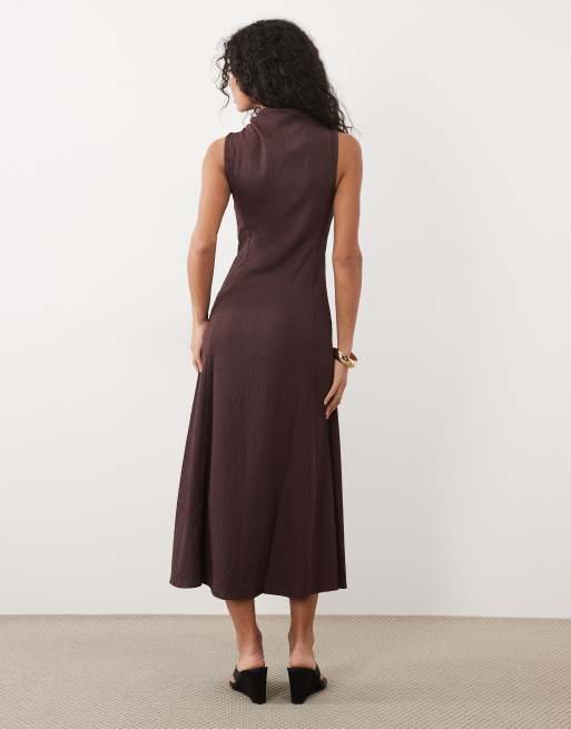 Mango sukienka midi bez rękawów w kolorze burgundowym, 4 z 4