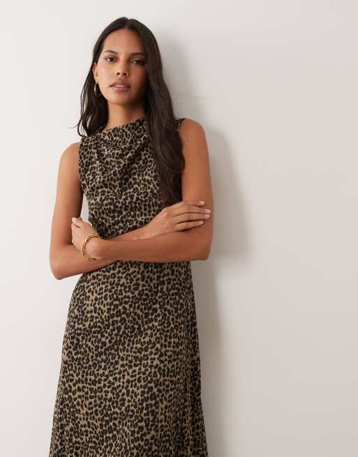 Mango sukienka midi bez rękawów we wzór leopardzi, 4 z 4