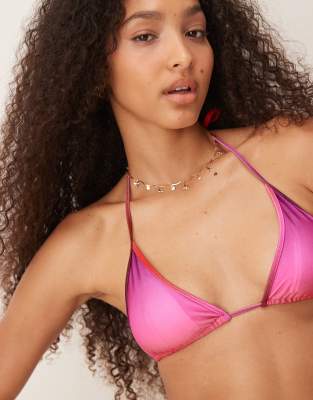 Mango Sunset Gradient Triangle Bikini Top In Pink