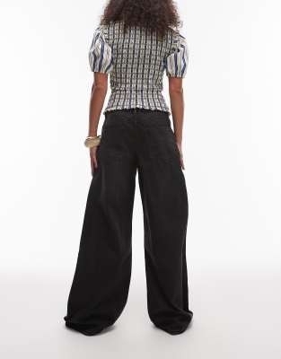 Mango Super Wide Leg Jeans In Black