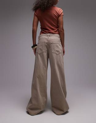 Mango Super Wide Leg Jeans In Brown