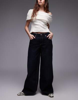 Mango Super Wide Leg Jeans In Blue