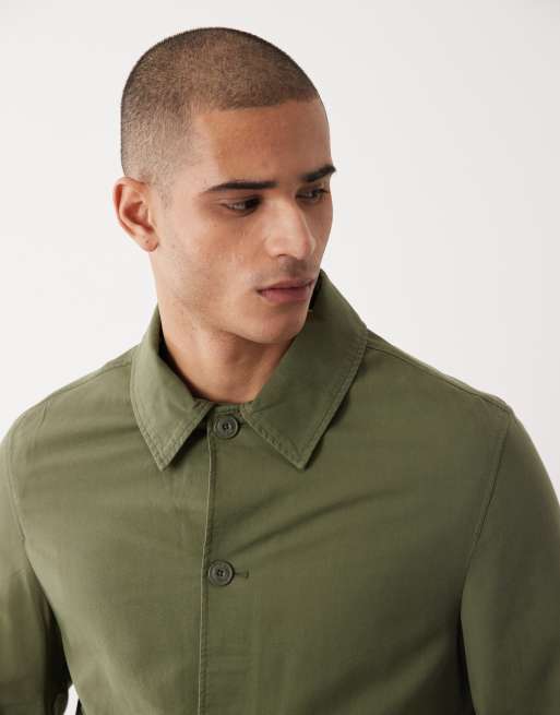 Mango - Surchemise boutonnée en coton mélangé - Kaki, 3 de 5