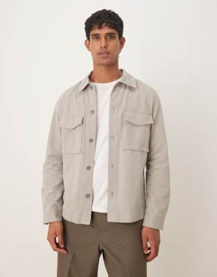 Mango - Surchemise en coton - Gris clair