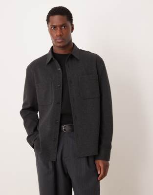 Mango - Surchemise en coton mélangé - Anthracite-Gris