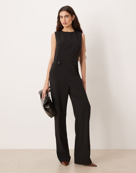 Mango – Svart, ärmlös, figurnära jumpsuit - view 1