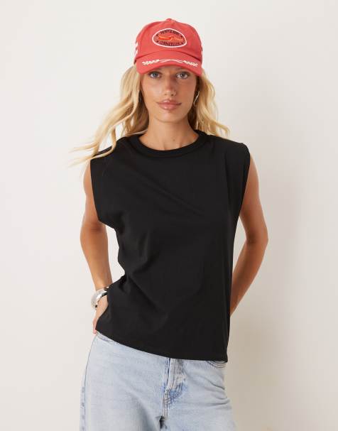 Mango – Svart, ärmlös t-shirt i bomull - view 1