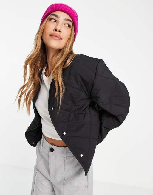 Mango – Svart diamantkviltad pufferjacka