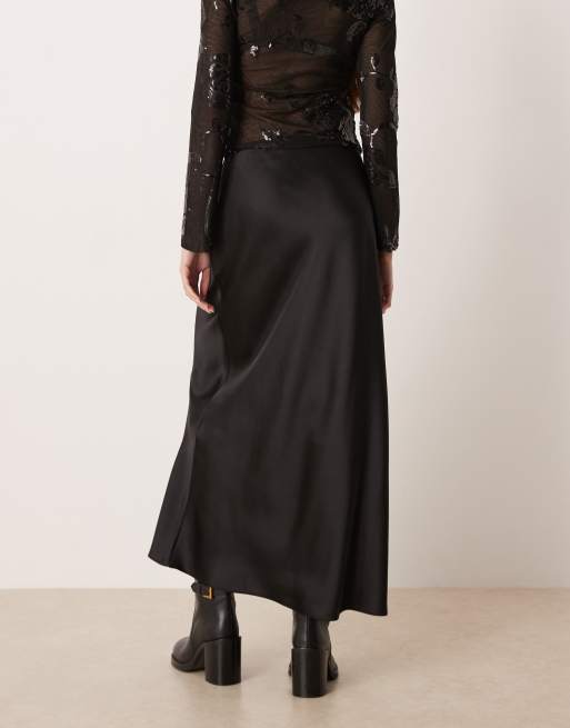 Mango – Svart maxikjol i satin, 3 av 5