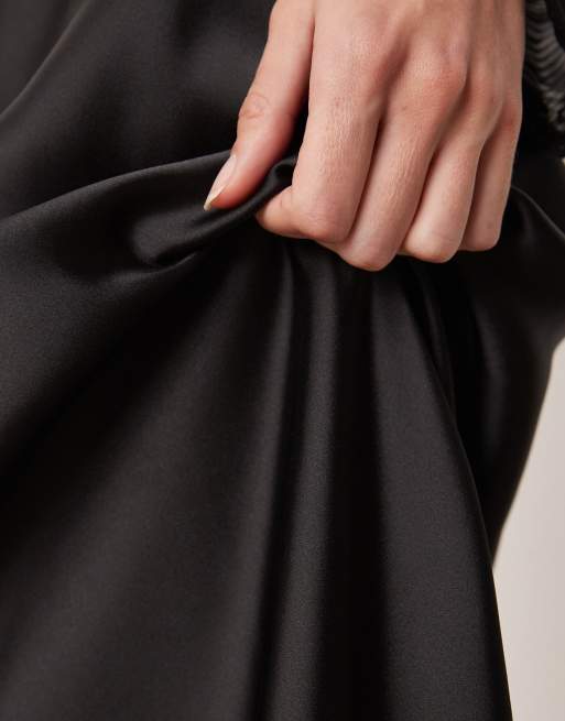 Mango – Svart maxikjol i satin, 4 av 5
