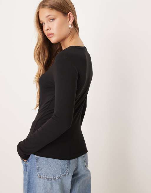 Mango – Svart t-shirt med långa ärmar, 3 av 4