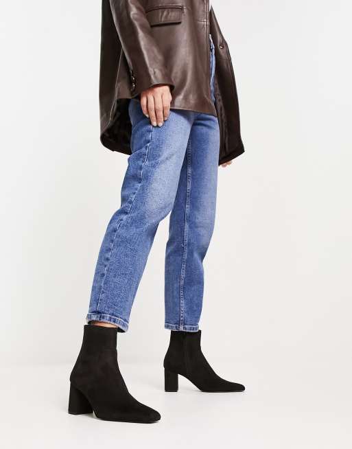 Mango – Svarta ankelboots i mockaimitation med klackar