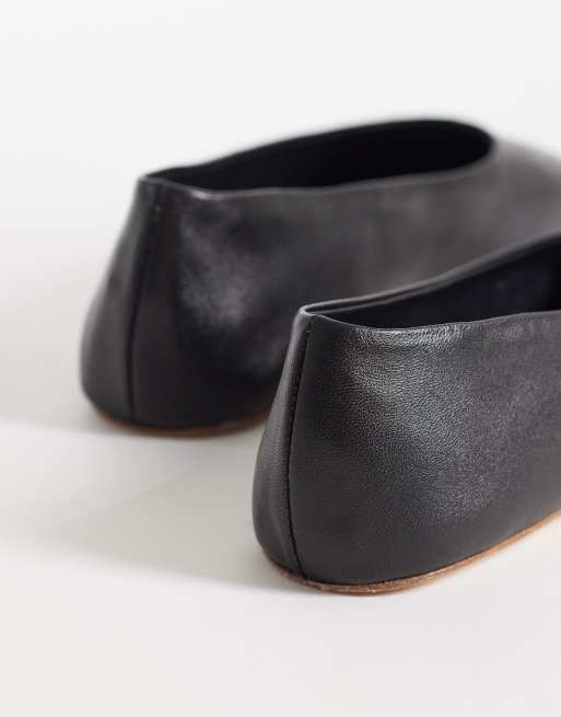 Mango – Svarta ballerinaskor i 100% läder med klack, 3 av 4