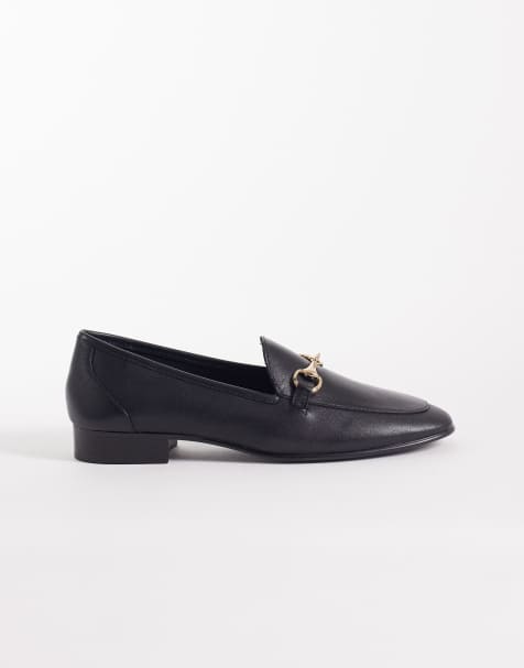 Mango – Svarta loafers i läder med guldfärgade metalldetaljer - view 1
