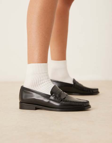 Mango – Svarta loafers i läder - view 1