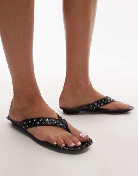 Mango – Svarta sandaler i läder och slip in-modell med nitar - view 1