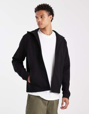 Mango - Sweat à capuche zippé en coton mélangé - Noir