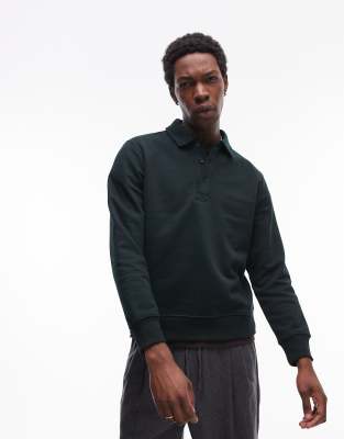 Mango - Sweat-shirt à col polo - Vert foncé