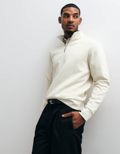 Mango sweat-shirt majoritairement en coton à demi-zip beige, 4 de 5