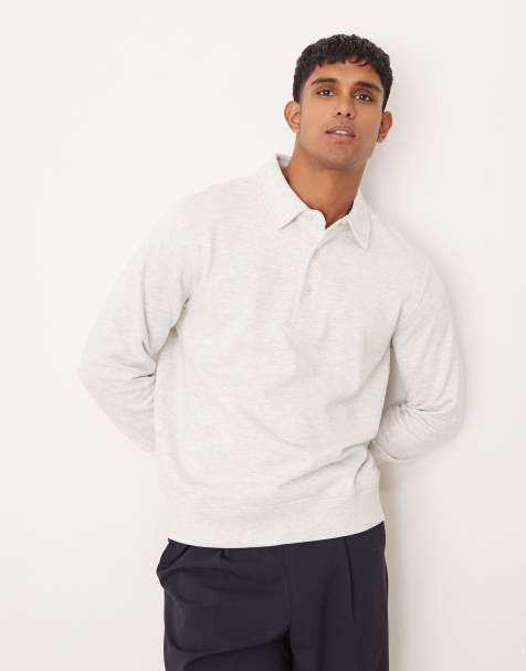 Mango – Sweatshirt in Grau mit Knopfleiste und Polokragen - view 1