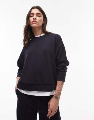 Mango - Sweatshirt in Marineblau mit Naht vorne, Kombiteil