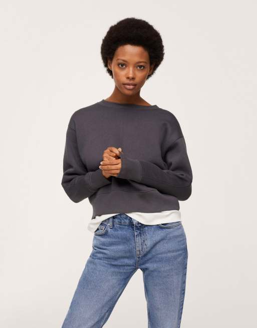 Mango sweatshirt in petrol gray