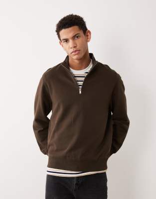 Mango - Sweatshirt in Schokobraun mit kurzem Reißverschluss-Brown