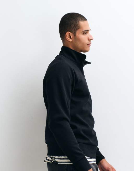 Mango sweatshirt med bomullsblandning och kvartslång dragkedja i svart, 5 av 5
