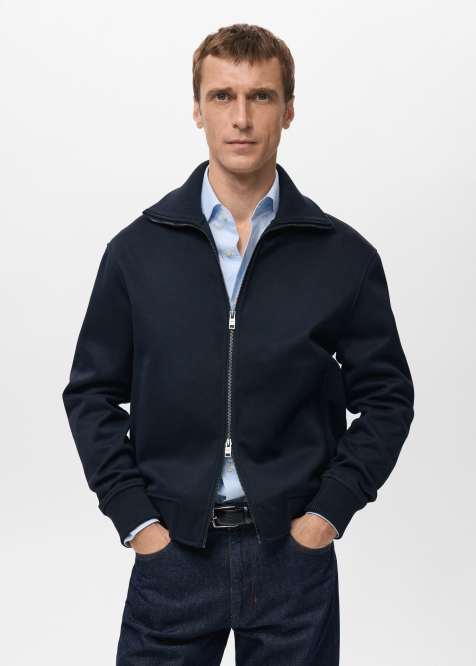 Mango - Sweatshirt met rits in marineblauw - view 1