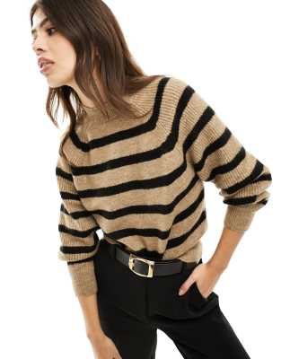 Mango – Sweter oversize w brązowo-czarne paski