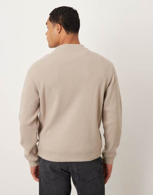 Mango – Sweter z półgolfem z dzianiny o zwartym splocie w kolorze owsa, 4 z 5