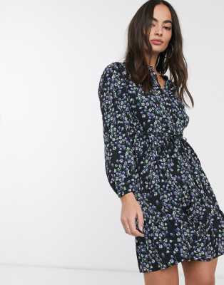 mango black floral dress