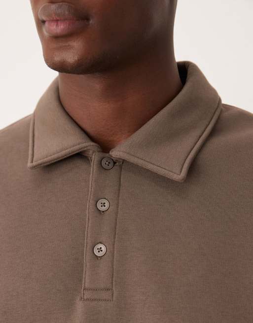 Mango – Szarobrązowa bluza z kołnierzykiem polo z mieszanki bawełny, 5 z 5