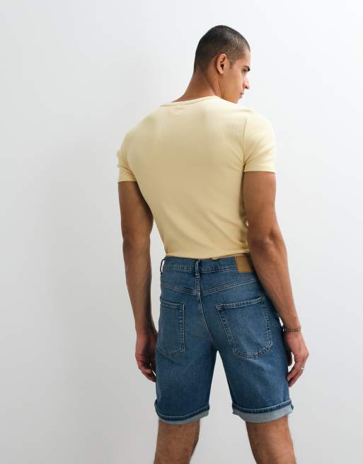 Mango szorty jeansowe z podwiniętym dołem w kolorze washed blue, 5 z 5