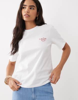T-shirt à manches courtes et encolure ronde avec imprimé Sunshine Society - Blanc S