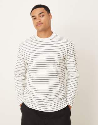 Mango - T-shirt à manches longues et rayures - Crème-Neutre