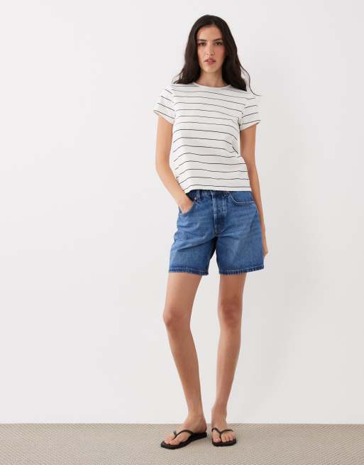 Mango - T-shirt a maniche corte 100% cotone bianca a righe, 2 di 4