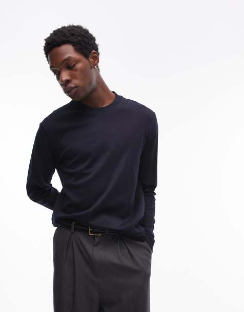 Mango - T-shirt a maniche lunghe blu navy - view 1