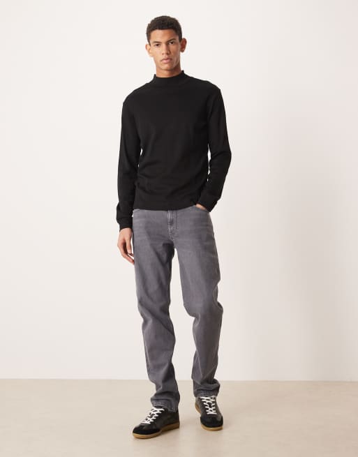 Mango - T-shirt accollata a maniche lunghe in 100% cotone nera, 2 di 5