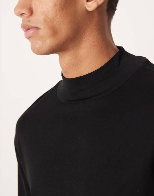 Mango - T-shirt accollata a maniche lunghe in 100% cotone nera, 5 di 5