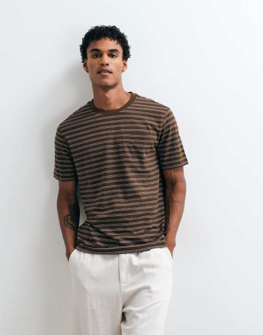 Mango t-shirt ample à rayures marron, 4 de 10