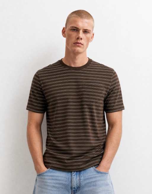 Mango t-shirt ample à rayures marron, 6 de 10