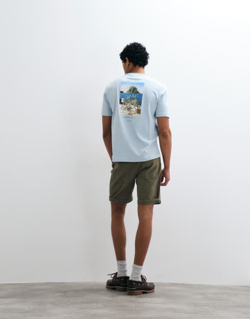 Mango – T-Shirt aus 100% Baumwolle in Blassblau mit „Coast“-Grafikprint, 3 von 5