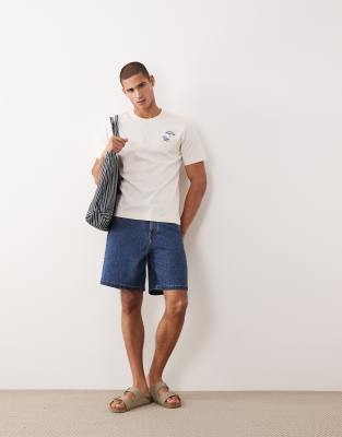 T-Shirt aus 100% Baumwolle in Weiß mit Stickerei Weiß S