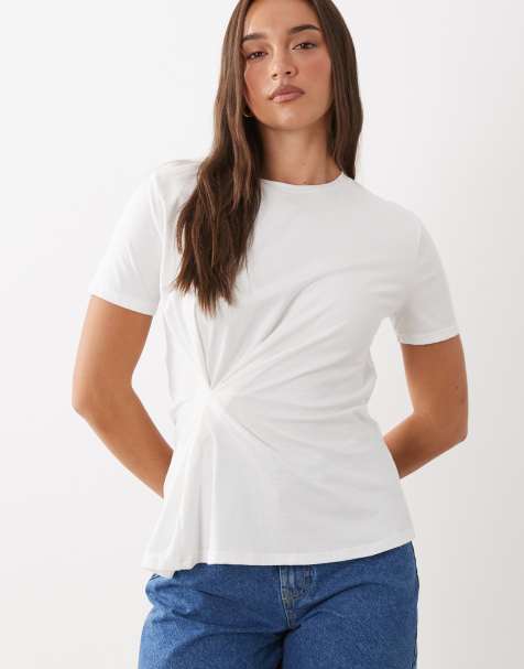 Mango – T-Shirt aus 100% Baumwolle in Weiß mit Taillenschnürung - view 1