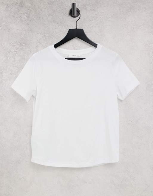 Mango – T-Shirt aus Baumwolle in Weiß mit Rundhalsausschnitt - WHITE
