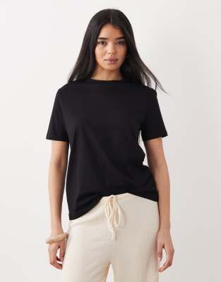 Mango - T-shirt col rond - Noir S